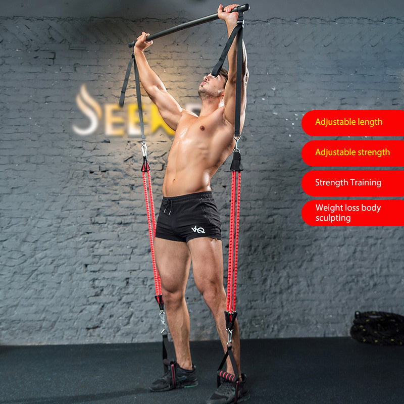 Body Workout Trainer Bar with Resistance Bands Rubber Buckles null