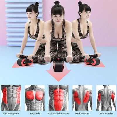 Double Wheel Abdominal Exerciser Women Men Automatic Rebound Ab Wheel Roller Waist Trainer Gym Sports Home Exercise Devices null